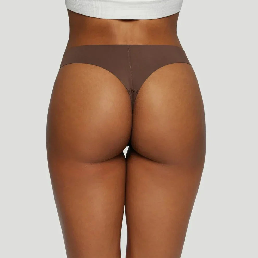 Tanga taille mi-haute marron (Lot de 3)
